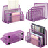 EASEPRES Desk Mail Organizer, Purple 2 Pack Office Small Letter Sorter Desktop File Organizer Metal Mesh with 3 Vertical Upright Compartments...
