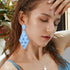 FIBO STEEL Acrylic Petal Earrings for Women Red Statement Earrings Dangle Rhombic Boho Flower Lime Green Orange Rose Big Bold Colorful Costume Jew...