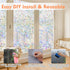 Window Privacy Film Rainbow Window Clings 3D Decorative Stained Glass Vinyl Anti UV Static Cling Film Non-Adhesive Window Covering Film (11.8'' x ...
