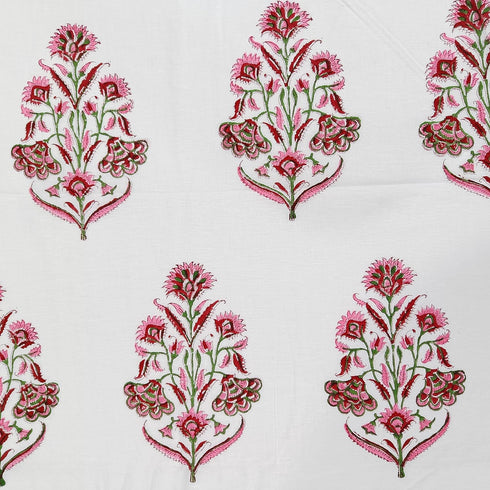 3 Yard Hand Block Printed Fabric Beautiful Floral Print 100% Cotton Fabric for Sewing Dressmaking Indian Running Natural Dye Sanganeri Fabric by T...