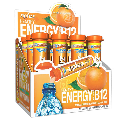 Zipfizz Daily Energy Drink Powder, Orange Soda, 12 Pack | 3-in-1 Sustained Energy, Rapid Hydration, and Essential Vitamins | Sugar-Free | Electrol...