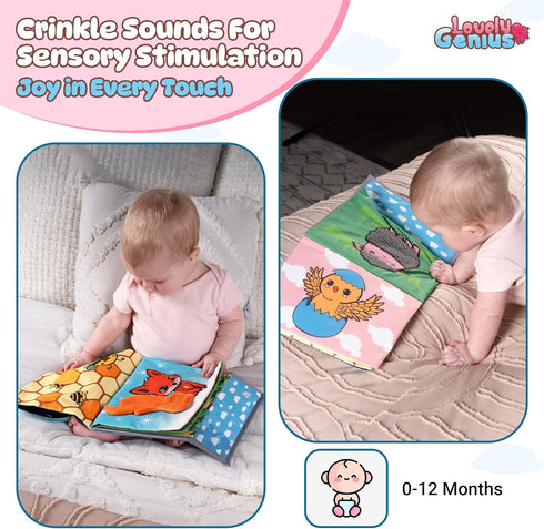 Tummy Time Mirror Toys with Soft Crinkle 3D Activity Book-Baby Teether, High Contrast Baby Toys for Newborn Tummy Time Toys Developmental Newborn ...