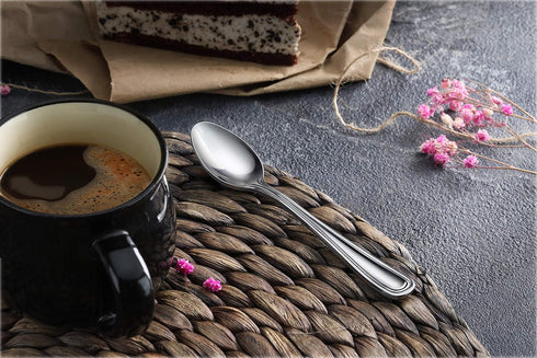 New Star Foodservice 1029871 Slimline Pattern, 18/0 Stainless Steel, Coffee Spoon, 4.75-Inch, Set of 12...