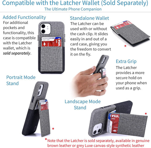 Dockem Luxe M1 Card Case for iPhone 12 & 12 Pro: Slim Canvas-Style Synthetic Leather Wallet Case with Built-in Metal Plate for Magnetic Mounting a...