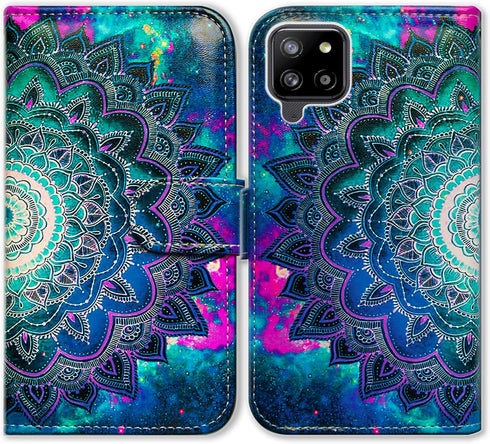 Case for Galaxy A42 5G, Mandala Flower Space Leather Flip Phone Case Wallet Cover with Card Slot Holder Kickstand for Samsung Galaxy A42 5G 2021...