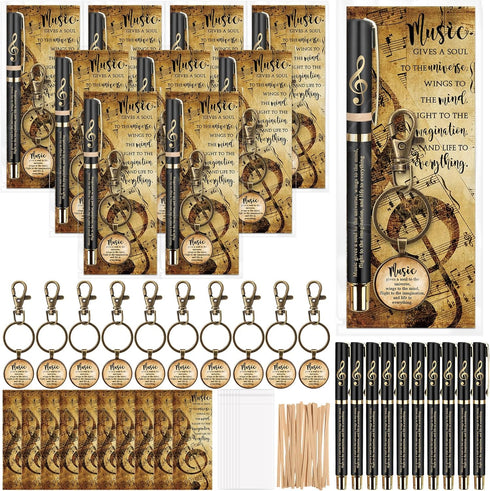 10 Sets Music Appreciation Gifts Inspirational Music Keychains Music Pens and Music Bookmarks Music Gifts Bulk for Teacher Students Music Lover Gi...