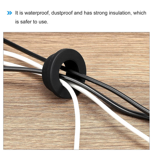 MECCANIXITY 4Pcs Snap Rubber Grommet Hole Plug Mount Dia 25mm ID 20mm H 15mm Seal Anti-Scratch for Electrical Box Cable Pipe Black...