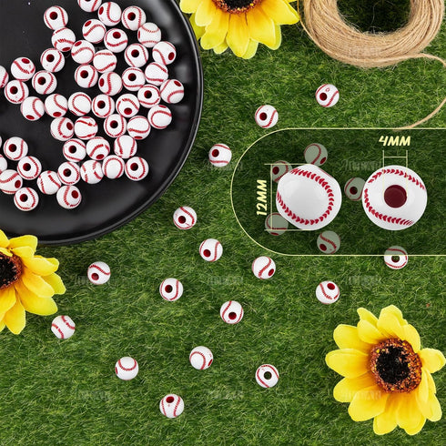 AUEAR, 100 Pack Baseball Beads 12mm for Sport Jewelry Making Necklace Bracelet Craft Decoration Accessories...