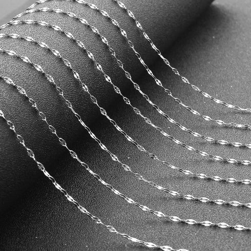 32.8 Feet Silver Stainless Steel Chain Roll Lip Link Chains 4x2mm Silver Necklace Chain with Jump Rings Lobster Clasps Choker Cable Chains for DIY...
