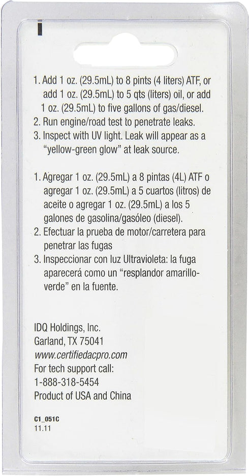 InterDynamics Certified Auto Pro Oil and Fuel System UV Dye Leak Detection for Cars & Trucks & More, 1 Oz, 374CS, Universal...