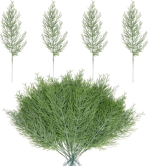 Alpurple 25 PCS Artificial Pine Branches-13.7 Inches Fake Greenery Plants Pine Sprigs-Faux Pine Leaves Picks for DIY Garland Crafts Christmas Embe...