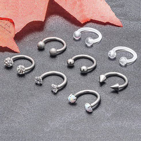 Dyknasz Horseshoe Circular Barbell Clear CZ Opal Stone Nose Septum Rings Hoop Retainer for Women Men Helix Cartilage Tragus Earring 316L Surgical ...