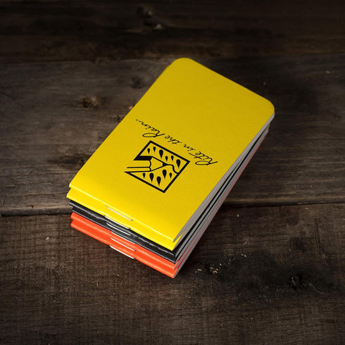 Rite in the Rain Weatherproof On The Go Wallet Notebook, 2" x 3.375", 2 Each Yellow, Black, Orange Cover, Blank Pages, 6 Pack (No. OTG-INDL)...