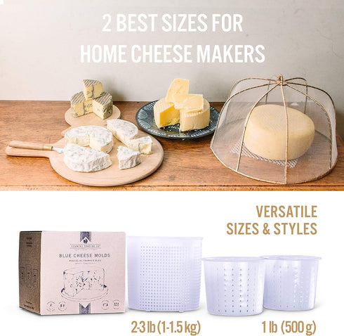 Country Trading Co. Cheese Molds Set of 3 for Making Blue and Hard Cheeses at Home - Quality Italian Baskets to Make Gorgonzola Colby Gouda Chedda...