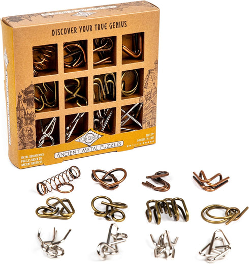 Project Genius- 12pc Ancient Metal Assortment, Metal Puzzle, Assembly Puzzle, Disassembly Puzzle, Brain Teaser, 3D Puzzle...