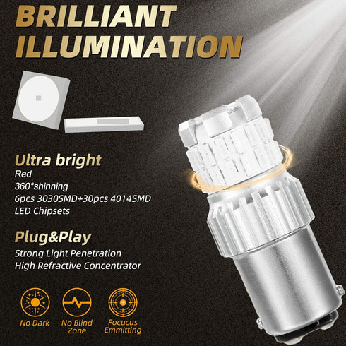 Brake Light Bulb,1157 Led Bulb,Car Accessories 9-30V Tail Light Bulb Super Bright Low Power 1157 2357 2057 7528 BAY15D LED Bulbs with Projector,Re...