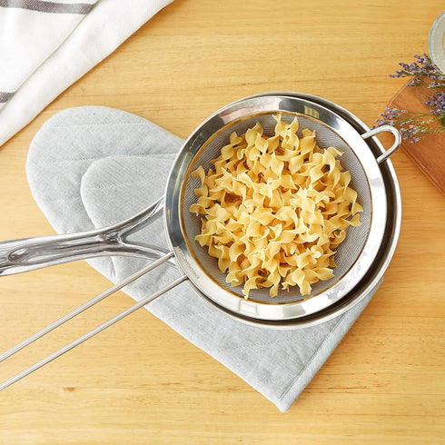 RSVP International Endurance Kitchen Collection, Stainless Steel Fine Mesh Conical Sieve/Colander, Multi-Purpose for Cooking, Baking, Loose Leaf T...