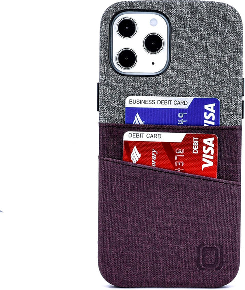 Dockem Wallet Case for iPhone 12 Pro Max: Built-in Metal Plate for Magnetic Mounting & 2 Credit Card Holders: 6.7" Luxe M2, Canvas Style Synthetic...