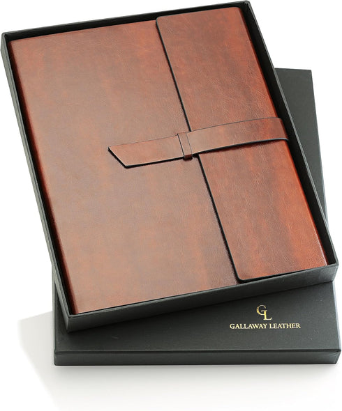 GALLAWAY LEATHER Padfolio Portfolio Folder – Slim Portfolio Folio Organizer Holder for Letter Legal A4 Note Pads Notebooks for Men Women Refillabl...
