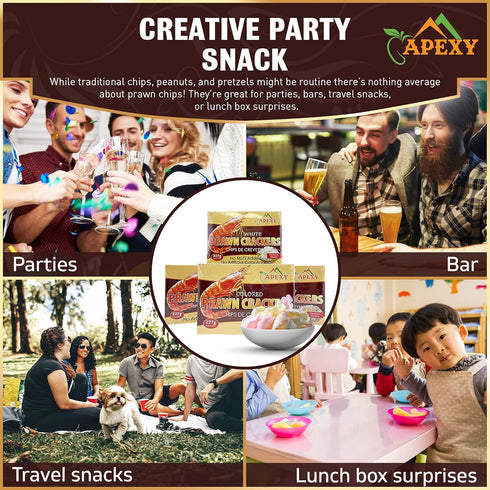APEXY Authentic Prawn Crackers Uncooked, Crispy and Delicious Shrimp Chips for Party Appetizers and Snacks, Cook and Serve, 8 oz (227g), Multi Col...
