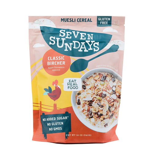 Seven Sundays Classic Bircher Apple Cinnamon Almond Muesli Cereal - 12 Oz Pouch - Certified Gluten Free Muesli - Non GMO, No Refined Sugar and Kos...