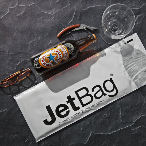 JetBag Travel Wine Bag (Set of 3, Blue Gift Pattern) - The Original Absorbent, Reusable & Protective Wine Bottle Bag - Made in the USA...