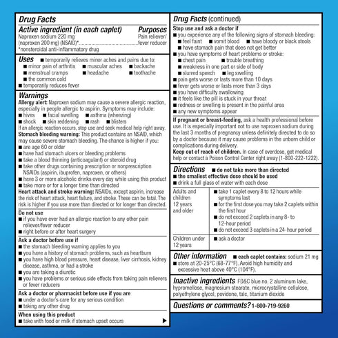 Amazon Basic Care Naproxen Sodium Caplets 220 mg, Fever Reducer (NSAID) and Pain Reliever for Muscular Aches, Backache, Headache, Toothache, Minor...