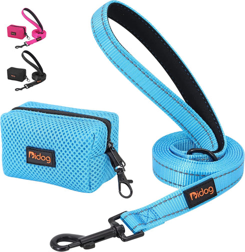 Didog 6FT Reflective Nylon Dog Leash, Durable 1” Wide Walking Pet Lead with Soft Padded Handle & Mesh Dispenser Poop Bag for Small Medium Large Do...