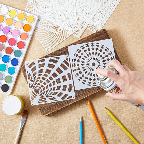 36 Pieces Geometric Stencils Painting Templates Mandala Art Drawing Stencil Templates for Scrapbooking Cookie Tile Furniture Wall Floor Decor Draw...