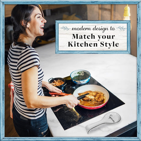 Home Acre Designs Spoon Rest For Kitchen Counter & Stove Top - White Ceramic Spoon Holder for Cooking & Counter Protection - Essential Kitchen Gad...