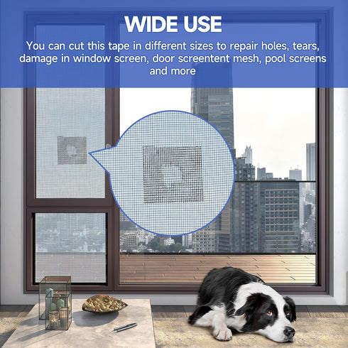 Window Screen Repair Tape, Screen Rrepair Kit for Windows or Doors Screen Repair, Strong Adhesive Screen Patch Repair Kit Mesh Repair (Black, 15 F...