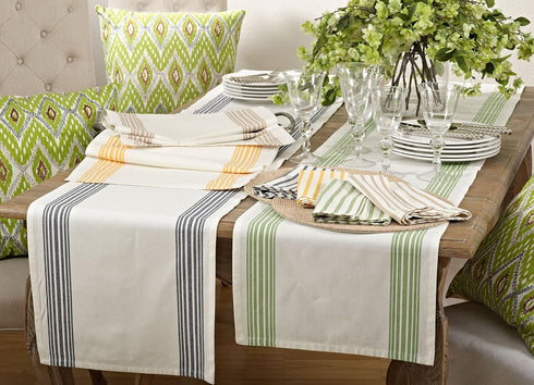 Saro Lifestyle Striped Design Cotton Table Napkin (Set of 4), 20", Yellow...