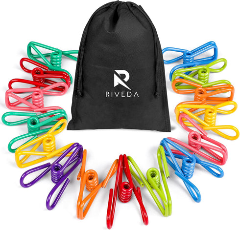 Chip Clips with Bag, PVC-Coated Utility Bag Clips for Food Packages, Chips Bag, Clothes, Paper, 2 Inch, Pack of 15...