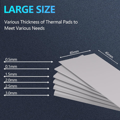 12.8 W/mK Thermal Pad, 85x45x1.0mm, Silicone Cooling Thermal Pads and Non Conductive High-Temperature Resistance with Dual Self-Adhesive Films for...