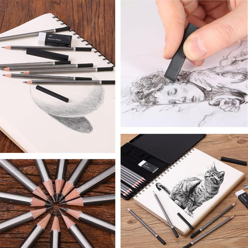 Mr. Pen- Sketch Pencils for Drawing, 19 pcs, Drawing Pencils for Sketching with Graphite Sticks, Erasers and Sharpener, Sketching Pencils, Art Pen...