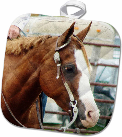 3D Rose Western Horse Show Pot Holder, 8 x 8...