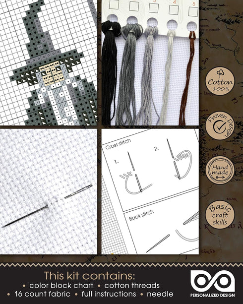 Cross Stitch Kit 'Lord of The Rings: I Want You for an Adventure' - DIY Embroidery Bookmark with Gandalf's Pattern...