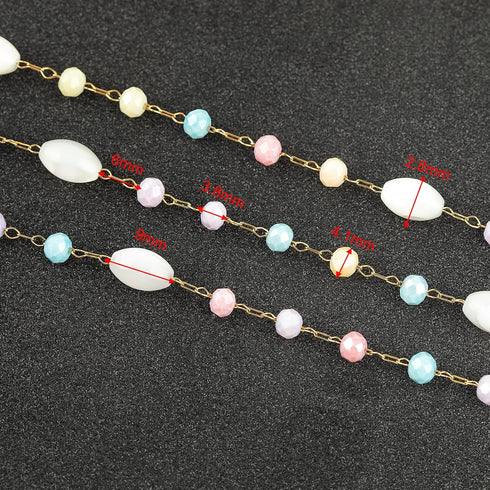 UMAOKANG 3 Meters Colorful Bead Chain for Jewelry Making Gold Plated Stainless Steel Jewelry Making Chain for Women Necklace Bracelet DIY...