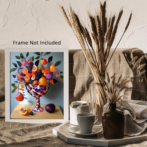 Posterizer 1 pcs-Bright surreal fruit bowl with colorful fruits spilling out -1-Kitchen & Bar Art-Abstract & Modern Art- Art for Cafe, Restaurant,...