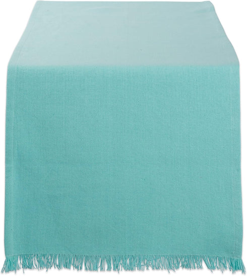 DII Everyday Collection, Fringed Solid Tabletop, Table Runner, 14x72, Aqua...