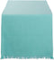 DII Everyday Collection, Fringed Solid Tabletop, Table Runner, 14x72, Aqua...