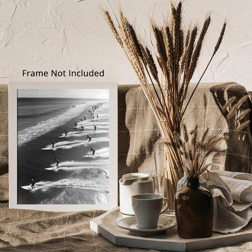 Posterizer 1 pcs-black and white vintage photo style art-surfing at the beach 2-Coastal & Nautical Art-Photography Art-Gift for Nature, Surfers an...
