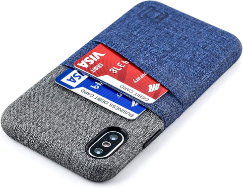 Dockem Wallet Case for iPhone X/XS (5.8"): Built-in Metal Plate for Magnetic Mounting & 2 Credit Card Holder Slots (Luxe M2 Synthetic Leather, Blu...