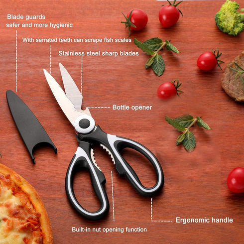 Kitchen Scissors 3 Pack - Lifetime Replacement Warranty - Heavy Duty Stainless Steel Cooking Shears for Cutting Meat, Food, Fish, Poultry Multipur...