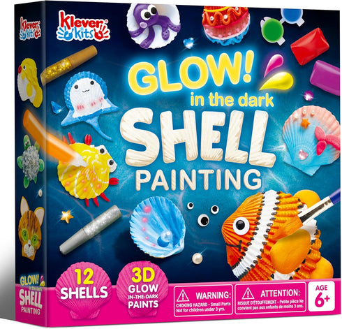 12 Kids Sea Shell Painting Kit-Glow in The Dark-Arts & Crafts for Boys and Girls Ages 6-12, 8-12, Art Supplies, Kids Craft Paint Kits, Creative Ar...