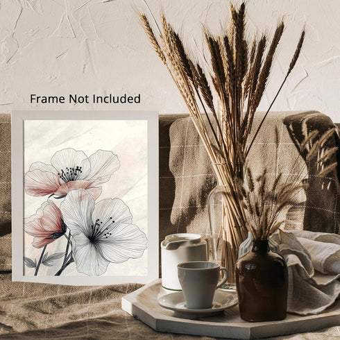 Posterizer 1 pcs-minimalist floral line drawing-pink chic poster-Floral & Botanical Art-Abstract & Modern Art-Decor for Home & Office- unframed wa...