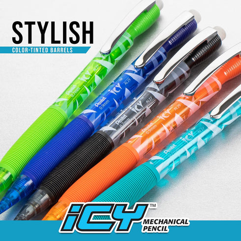 Pentel ICY Mechanical Pencil, (0.7mm), Tinted Black Barrel, 12 pack (AL27TA)...