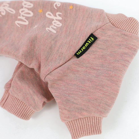 Fitwarm I Love You to The Moon and Back Dog Pajamas, Dog Clothes for Small Dogs Girl, Pet Onesie, Cat Outfit, Mid-weight Velvet, Pink, XXL...