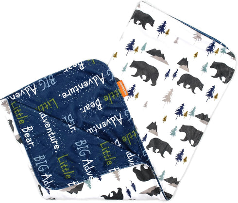 Dear Baby Gear Deluxe Baby Blankets, Custom Minky Print Double Layer, Big Adventure Little Bear and Grey Bears in Trees, 38 Inches by 29 Inches...
