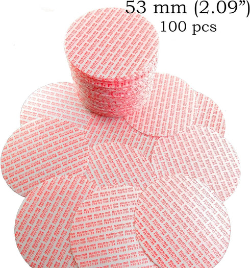 Pressure Sensitive Torque Activated Seals Cap Liners - 53 mm (2.09") -100 PCS -Made in USA- for Glass & Plastic Bottles & Containers - No Inductio...